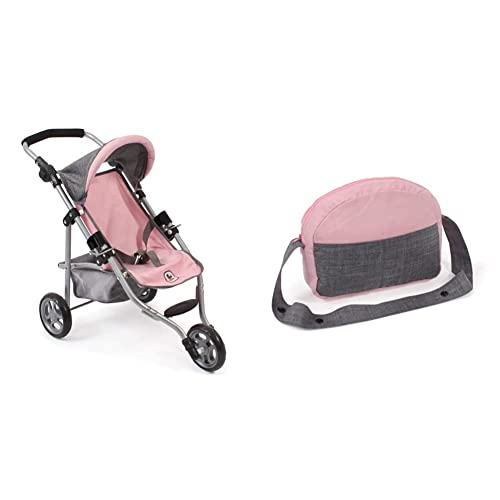 Bayer Chic 2000-61215 - Puppenbuggy Lola, Jogging-Buggy, Puppenjogger, Puppenwagen, Melange grau-rosa, 50 cm, 70 x 33 x 62 cm & 853 15 Wickeltasche für Puppen, Melange grau-rosa Bayer Chic 2000-61215 - Puppenbuggy Lola, Jogging-Buggy, Puppenjogger, Puppenwagen, Melange grau-rosa, 50 cm, 70 x 33 x 62 cm & 853 15 Wickeltasche für Puppen, Melange grau-rosa von Bayer Chic 2000