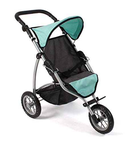 Bayer Chic 2000 - Puppenwagen Leon, Jogging Buggy, Puppenjogger für Kinder von 4 bis 8 Jahren, Melange dunkelgrau, Mint von Bayer Chic 2000