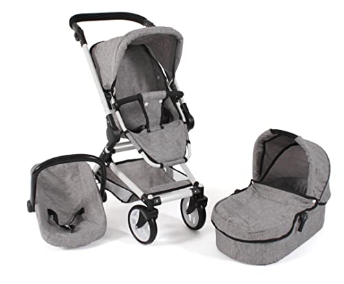 Bayer Chic 2000 Puppenwagen Fides, 3in1 Puppenwagen-Set bestehend aus Babywanne, Sportsitz und Autositz, 61 x 44,5 x 85 cm, Jeans Grau Bayer Chic 2000 Puppenwagen Fides, 3in1 Puppenwagen-Set bestehend aus Babywanne, Sportsitz und Autositz, 61 x 44,5 x 85 cm, Jeans Grau von Bayer Chic 2000