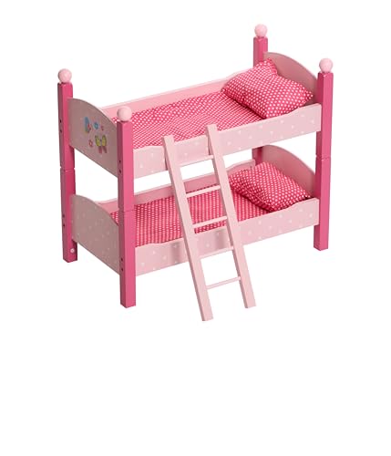Bayer Chic 2000® Puppenbett Doppelstockbett – Papilio Pink Rosa – Puppenhochbett mit Leiter & Bettwäsche – Puppen bis 48 cm – Puppenzubehör, Holzpuppenbett Bayer Chic 2000® Puppenbett Doppelstockbett – Papilio Pink Rosa – Puppenhochbett mit Leiter & Bettwäsche – Puppen bis 48 cm – Puppenzubehör, Holzpuppenbett von Bayer Chic 2000
