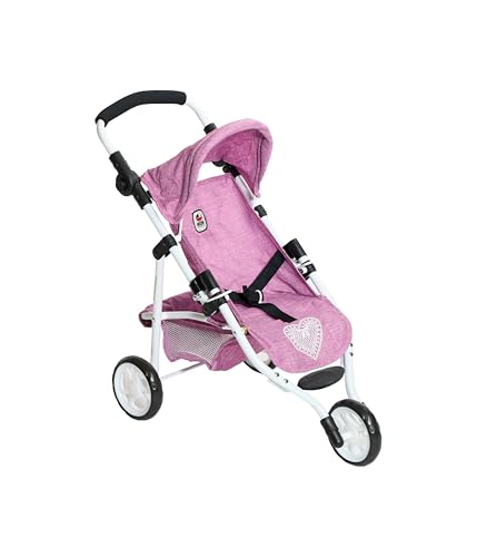 Bayer Chic 2000® Puppenbuggy Lola – Jeans Pink – faltbarer Puppenwagen – Griff höhenverstellbar 33-62 cm – 3-Rad Jogger – Puppen bis 50 cm – 3-6 J. Bayer Chic 2000® Puppenbuggy Lola – Jeans Pink – faltbarer Puppenwagen – Griff höhenverstellbar 33-62 cm – 3-Rad Jogger – Puppen bis 50 cm – 3-6 J. von Bayer Chic 2000