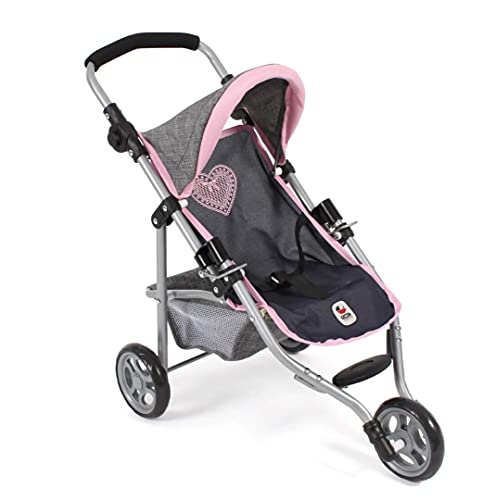 Bayer Chic 2000 - Puppenbuggy Lola, Jogging-Buggy, Puppenjogger, Puppenwagen, Melange grau-Navy, 70 x 33 x 62 cm von Bayer Chic 2000