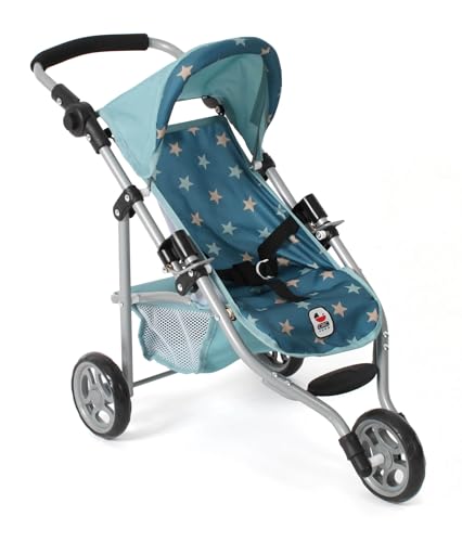 Bayer Chic 2000 - Puppenbuggy Lola, Kinderwagen für Puppen bis ca. 50 cm Größe, Jogging-Buggy, Puppenjogger, Puppenwagen, Sternchen türkis Bayer Chic 2000 - Puppenbuggy Lola, Kinderwagen für Puppen bis ca. 50 cm Größe, Jogging-Buggy, Puppenjogger, Puppenwagen, Sternchen türkis von Bayer Chic 2000