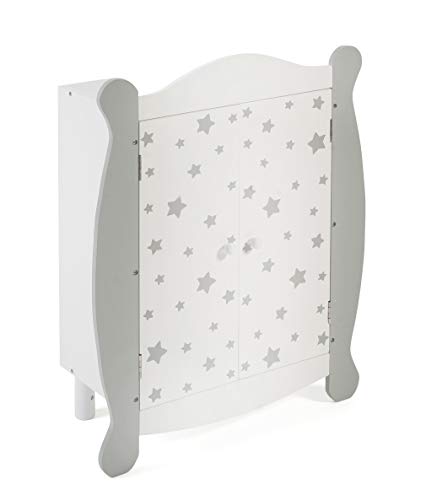 Bayer Chic 2000 - Puppenkleiderschrank mit Kleiderstange und Kleiderbügel, Puppenschrank, Puppenmöbel, Stars grau, 22 x 46 x 59 cm Bayer Chic 2000 - Puppenkleiderschrank mit Kleiderstange und Kleiderbügel, Puppenschrank, Puppenmöbel, Stars grau, 22 x 46 x 59 cm von Bayer Chic 2000