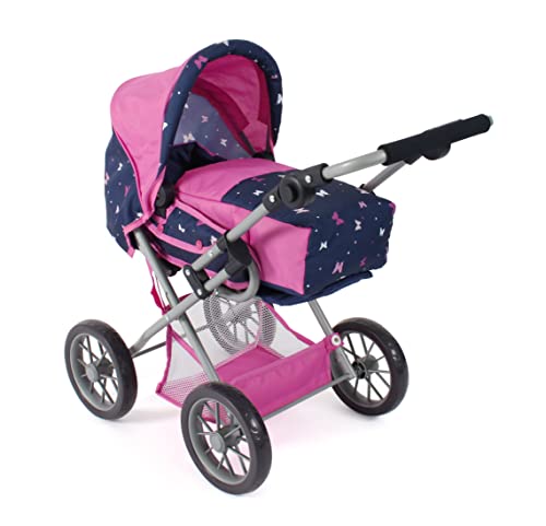 Bayer Chic 2000 - Puppenwagen Leni, 2in1 Kombipuppenwagen mit herausnehmbarer Tragetasche, Butterfly Navy-pink, 560-33, 64 x 37 x 68 cm von Bayer Chic 2000