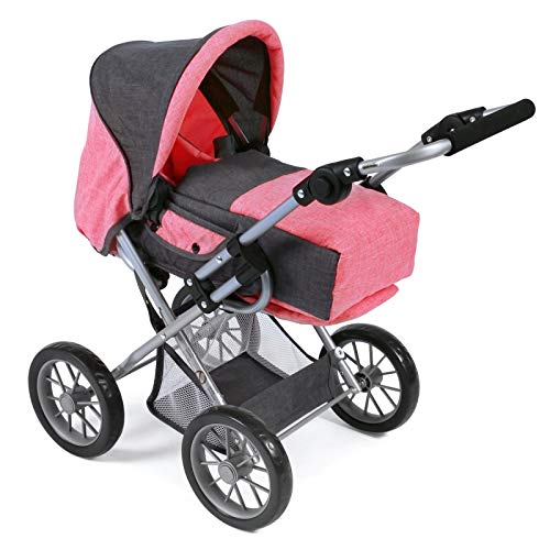 Bayer Chic 2000 - Puppenwagen Leni, 2in1 Kombipuppenwagen mit herausnehmbarer Tragetasche, Melange anthrazit, pink Bayer Chic 2000 - Puppenwagen Leni, 2in1 Kombipuppenwagen mit herausnehmbarer Tragetasche, Melange anthrazit, pink von Bayer Chic 2000