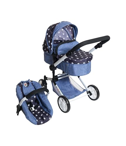 Bayer Chic 2000® 3in1 Kombi Puppenwagen Linus - Sternchen Navy- faltbar, höhenverstellbarer Griff 47-78 cm, mit Autositz – Puppen bis 52 cm, 4-8 J. Bayer Chic 2000® 3in1 Kombi Puppenwagen Linus - Sternchen Navy- faltbar, höhenverstellbarer Griff 47-78 cm, mit Autositz – Puppen bis 52 cm, 4-8 J. von Bayer Chic 2000