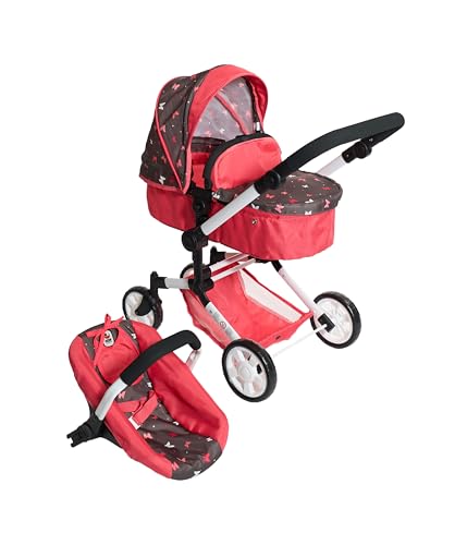 Bayer Chic 2000® 3in1 Kombi Puppenwagen Linus - Butterfly Koralle - faltbar, höhenverstellbarer Griff 47-78 cm, mit Autositz – Puppen bis 52 cm, 4-8 J. Bayer Chic 2000® 3in1 Kombi Puppenwagen Linus - Butterfly Koralle - faltbar, höhenverstellbarer Griff 47-78 cm, mit Autositz – Puppen bis 52 cm, 4-8 J. von Bayer Chic 2000