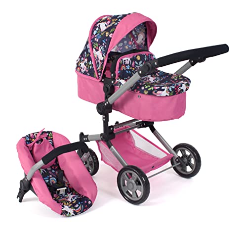 Bayer Chic 2000® 3in1 Kombi Puppenwagen Linus - Einhorn Navy-Pink- faltbar, höhenverstellbarer Griff 47-78 cm, mit Autositz – Puppen bis 52 cm, 4-8 J. Bayer Chic 2000® 3in1 Kombi Puppenwagen Linus - Einhorn Navy-Pink- faltbar, höhenverstellbarer Griff 47-78 cm, mit Autositz – Puppen bis 52 cm, 4-8 J. von Bayer Chic 2000