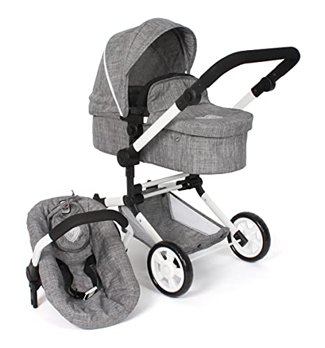 Bayer Chic 2000 - Puppenwagen Linus, 3in1 Kombipuppenwagen für Kinder von 4 bis 8 Jahren, Puppenwagen-Set, Jeans grau Bayer Chic 2000 - Puppenwagen Linus, 3in1 Kombipuppenwagen für Kinder von 4 bis 8 Jahren, Puppenwagen-Set, Jeans grau von Bayer Chic 2000