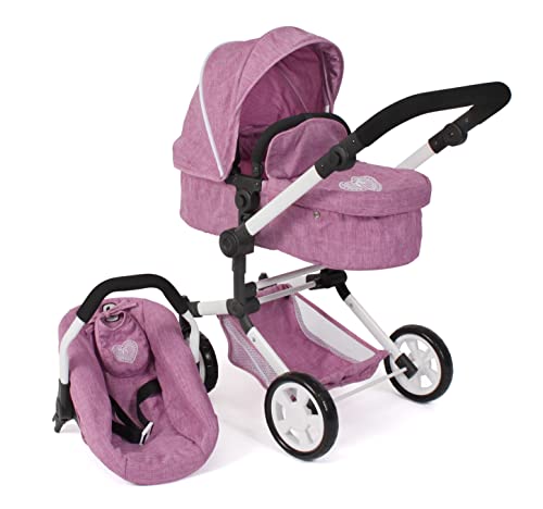 Bayer Chic 2000 - Puppenwagen Linus, 3in1 Kombipuppenwagen für Kinder von 4 bis 8 Jahren, Puppenwagen-Set, Jeans pink Bayer Chic 2000 - Puppenwagen Linus, 3in1 Kombipuppenwagen für Kinder von 4 bis 8 Jahren, Puppenwagen-Set, Jeans pink von Bayer Chic 2000