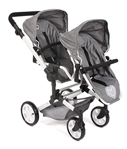 Bayer Chic 2000 - Puppenwagen Linus Duo, Zwillingspuppenwagen für Kinder von 4 bis 8 Jahren, Jeans grau, 690-76 Bayer Chic 2000 - Puppenwagen Linus Duo, Zwillingspuppenwagen für Kinder von 4 bis 8 Jahren, Jeans grau, 690-76 von Bayer Chic 2000