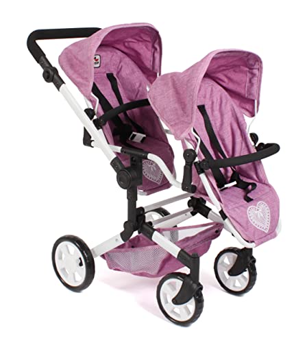 Bayer Chic 2000 - Puppenwagen Linus Duo, Zwillingspuppenwagen für Kinder von 4 bis 8 Jahren, Jeans pink, 690-62 Bayer Chic 2000 - Puppenwagen Linus Duo, Zwillingspuppenwagen für Kinder von 4 bis 8 Jahren, Jeans pink, 690-62 von Bayer Chic 2000