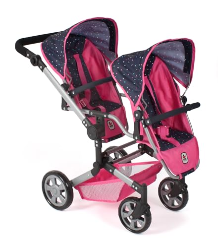 Bayer Chic 2000 - Puppenwagen Linus Duo, Zwillingspuppenwagen für Kinder von 4 bis 8 Jahren, Konfetti, pink, 690-84 von Bayer Chic 2000