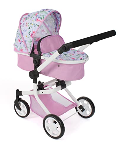 Bayer Chic 2000® 2in1 Puppenwagen Mika – Flowers Rosa – faltbar – höhenverstellbarer Griff 47-80 cm – modernes Gestell – Puppen bis 52 cm – 4-8 J. Bayer Chic 2000® 2in1 Puppenwagen Mika – Flowers Rosa – faltbar – höhenverstellbarer Griff 47-80 cm – modernes Gestell – Puppen bis 52 cm – 4-8 J. von Bayer Chic 2000
