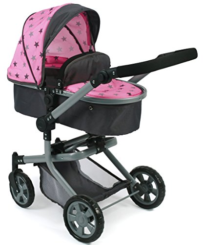 Bayer Chic 2000 - Puppenwagen Mika, 2in1 Kombipuppenwagen für Kinder von 4 bis 8 Jahren, Sternchen grau, rosa, 73 x 41 x 82 cm Bayer Chic 2000 - Puppenwagen Mika, 2in1 Kombipuppenwagen für Kinder von 4 bis 8 Jahren, Sternchen grau, rosa, 73 x 41 x 82 cm von Bayer Chic 2000