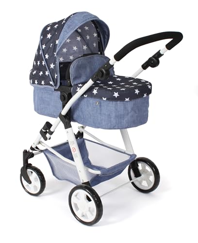 Bayer Chic 2000 - Puppenwagen Nele, 2-in-1 Kombipuppenwagen für Kinder von 3 bis 8 Jahren, Puppenkinderwagen mit umwandelbarer Babywanne, Kinderwagen für Puppen bis 50 cm Größe, Sternchen Navy Bayer Chic 2000 - Puppenwagen Nele, 2-in-1 Kombipuppenwagen für Kinder von 3 bis 8 Jahren, Puppenkinderwagen mit umwandelbarer Babywanne, Kinderwagen für Puppen bis 50 cm Größe, Sternchen Navy von Bayer Chic 2000