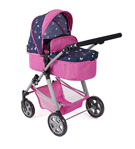 Bayer Chic 2000 - Puppenwagen Nele, 2-in-1 Kombipuppenwagen für Kinder von 3 bis 8 Jahren, Puppenkinderwagen mit umwandelbarer Babywanne, Kinderwagen für Puppen bis 50 cm Größe, Butterfly, Navy-pink Bayer Chic 2000 - Puppenwagen Nele, 2-in-1 Kombipuppenwagen für Kinder von 3 bis 8 Jahren, Puppenkinderwagen mit umwandelbarer Babywanne, Kinderwagen für Puppen bis 50 cm Größe, Butterfly, Navy-pink von Bayer Chic 2000