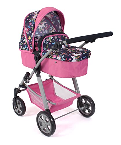 Bayer Chic 2000 - Puppenwagen Nele, 2in1 Kombipuppenwagen für Kinder von 4 bis 8 Jahren, Einhorn, Navy-pink, 568-43 von Bayer Chic 2000