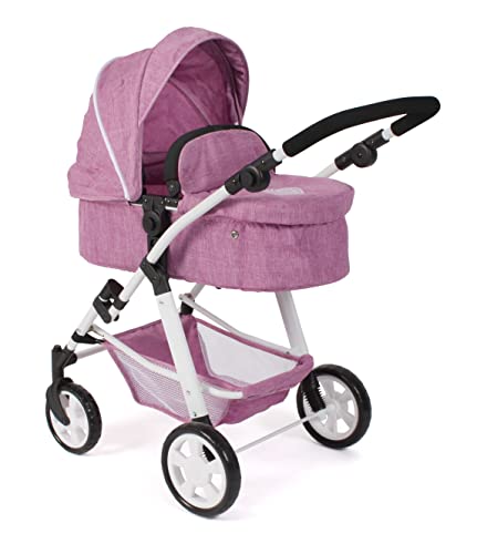 Bayer Chic 2000 - Puppenwagen Nele, 2-in-1 Kombipuppenwagen für Kinder von 3 bis 8 Jahren, Puppenkinderwagen mit umwandelbarer Babywanne, Kinderwagen für Puppen bis 50 cm Größe, Jeans pink Bayer Chic 2000 - Puppenwagen Nele, 2-in-1 Kombipuppenwagen für Kinder von 3 bis 8 Jahren, Puppenkinderwagen mit umwandelbarer Babywanne, Kinderwagen für Puppen bis 50 cm Größe, Jeans pink von Bayer Chic 2000