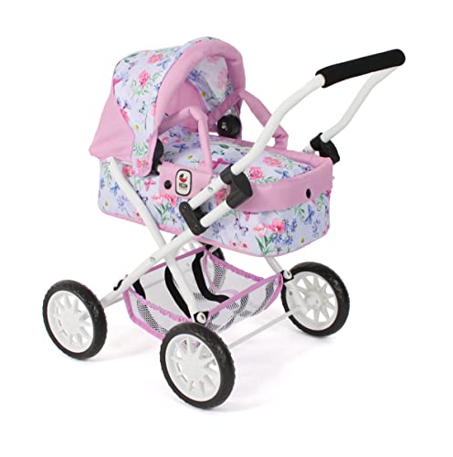 Bayer Chic 2000 - Puppenwagen Smarty, Kleiner Puppenwagen für Kinder ab 2 Jahren, Flowers, rosa, 555-53 von Bayer Chic 2000