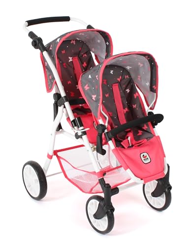 Bayer Chic 2000 - Puppenwagen Twinny, Zwillingspuppenwagen für Zwei Puppen, Zwillingsbuggy für Kinder von 4 bis 8 Jahren, Butterfly, Koralle, 691-47 Bayer Chic 2000 - Puppenwagen Twinny, Zwillingspuppenwagen für Zwei Puppen, Zwillingsbuggy für Kinder von 4 bis 8 Jahren, Butterfly, Koralle, 691-47 von Bayer Chic 2000