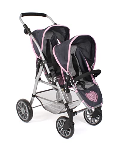 Bayer Chic 2000 - Puppenwagen Twinny, Zwillingspuppenwagen für Zwei Puppen, Zwillingsbuggy für Kinder von 4 bis 8 Jahren, Melange grau-Navy Bayer Chic 2000 - Puppenwagen Twinny, Zwillingspuppenwagen für Zwei Puppen, Zwillingsbuggy für Kinder von 4 bis 8 Jahren, Melange grau-Navy von Bayer Chic 2000