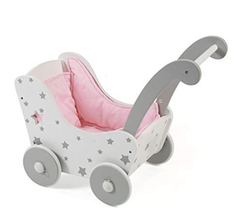 Bayer Chic 2000 - Puppenwagen aus Holz, Holzpuppenwagen für Puppen bis zu Einer Größe von 54 cm, Stars grau Bayer Chic 2000 - Puppenwagen aus Holz, Holzpuppenwagen für Puppen bis zu Einer Größe von 54 cm, Stars grau von Bayer Chic 2000