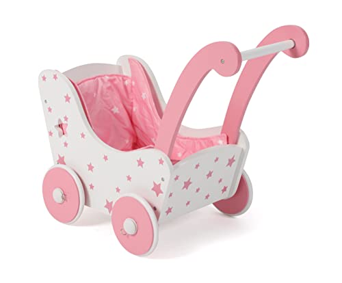 Bayer Chic 2000 - Puppenwagen aus Holz, Holzpuppenwagen für Puppen bis zu Einer Größe von 54 cm, Stars pink Bayer Chic 2000 - Puppenwagen aus Holz, Holzpuppenwagen für Puppen bis zu Einer Größe von 54 cm, Stars pink von Bayer Chic 2000