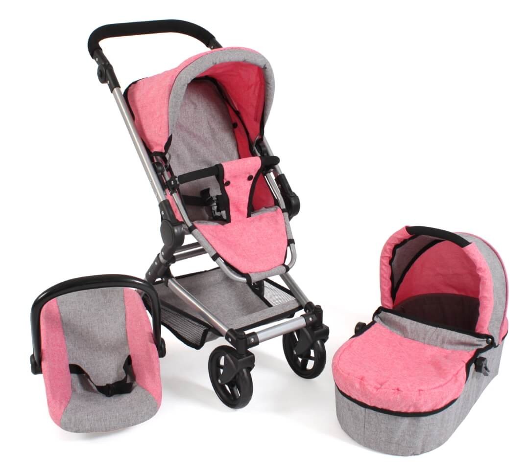 Kombipuppenwagen Fides 3 in 1 Melange pink Kombipuppenwagen Fides 3 in 1 Melange pink von Bayer Chic 2000