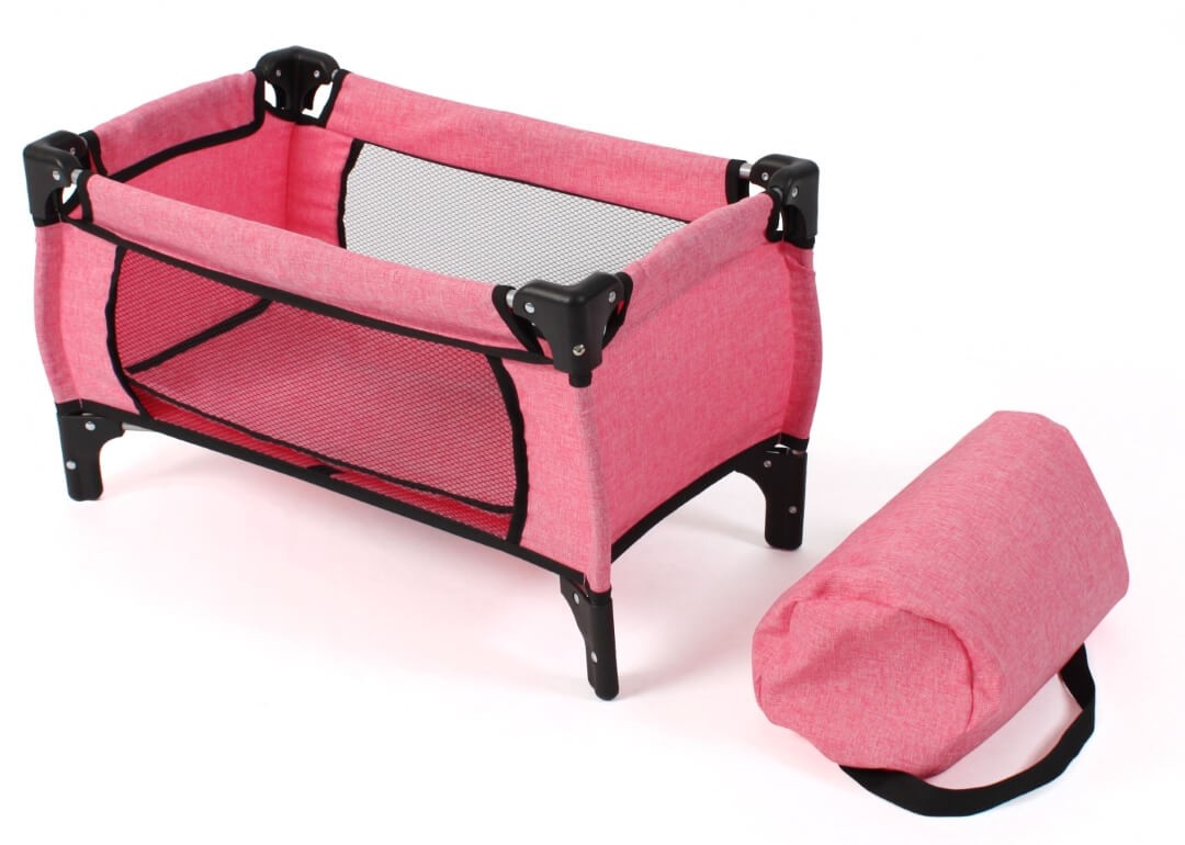 Puppen-Reisebett Deluxe Melange pink von Bayer Chic 2000