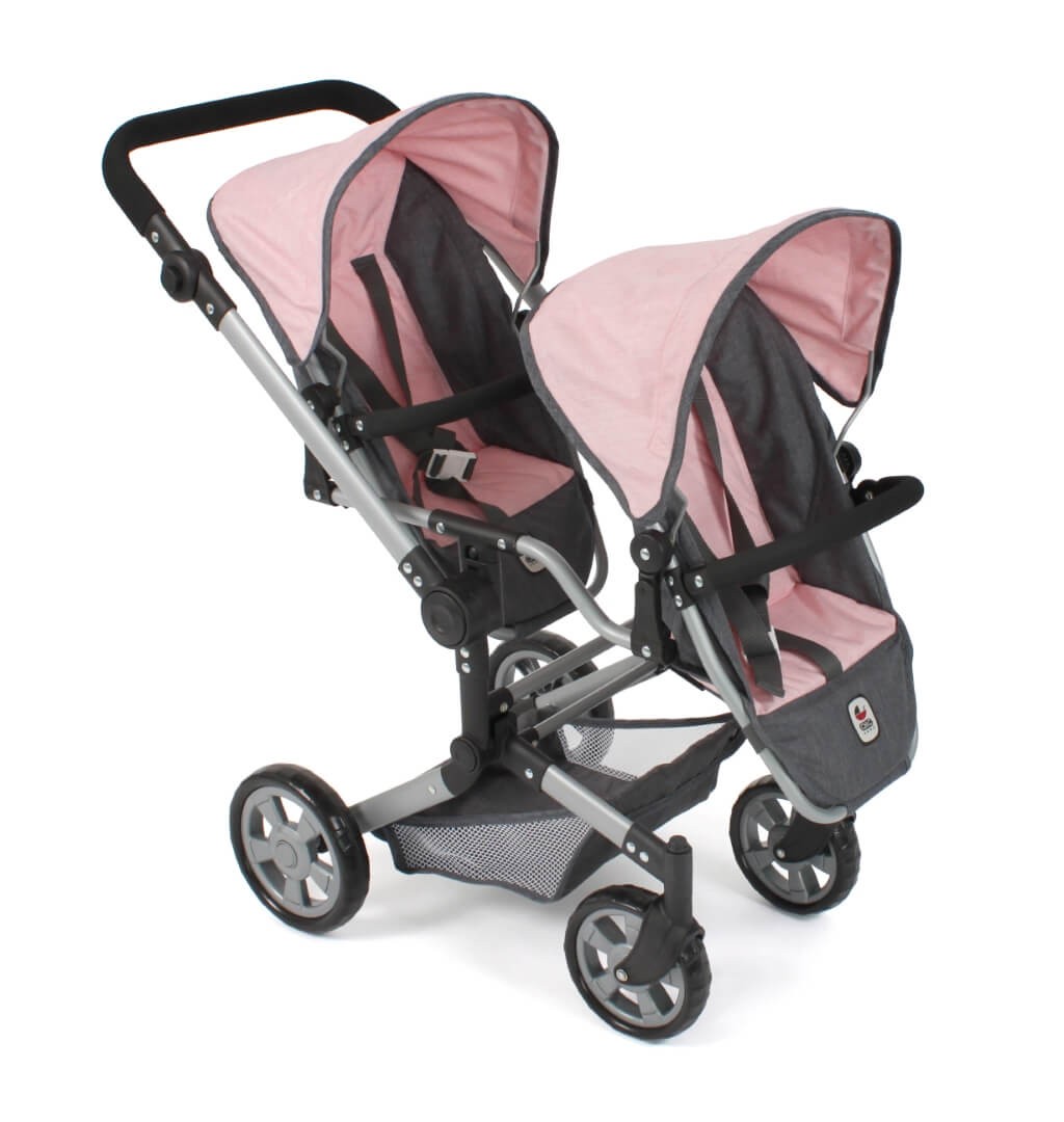 Puppenwagen Linus Duo Melange anthrazit-rosa - Puppenwagen für 2 Puppen Puppenwagen Linus Duo Melange anthrazit-rosa - Puppenwagen für 2 Puppen von Bayer Chic 2000