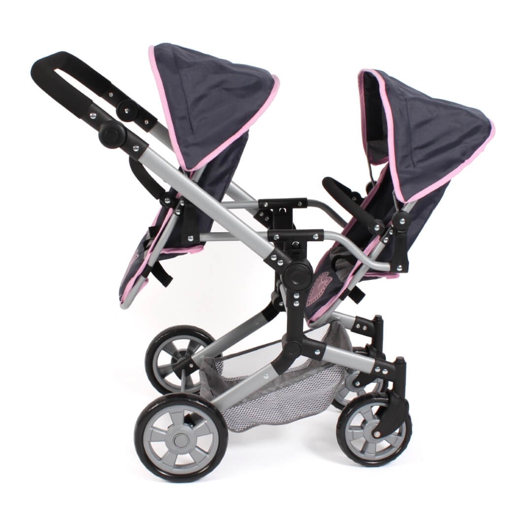 Puppenwagen Linus Duo Melange grau-navy - Puppenwagen für 2 Puppen Puppenwagen Linus Duo Melange grau-navy - Puppenwagen für 2 Puppen von Bayer Chic 2000