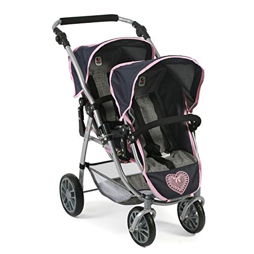 Tandembuggy Vario, Zwillingsbuggy für Zwei Puppen, Puppenwagen für Kinder von 4 bis 8 Jahren, Melange Grau-Navy Tandembuggy Vario, Zwillingsbuggy für Zwei Puppen, Puppenwagen für Kinder von 4 bis 8 Jahren, Melange Grau-Navy von Bayer Chic 2000