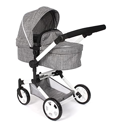 Bayer Chic 2000® 2in1 Kombi Puppenwagen Linus - Jeans grau- faltbar, höhenverstellbarer Griff 47-78 cm – Puppen bis 52 cm, 4-8 J. von Bayer Chic 2001