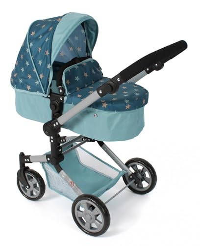 Bayer Chic 2000® 2in1 Kombi Puppenwagen Linus - Sternchen türkis- faltbar, höhenverstellbarer Griff 47-78 cm – Puppen bis 52 cm, 4-8 J. von Bayer Chic 2001
