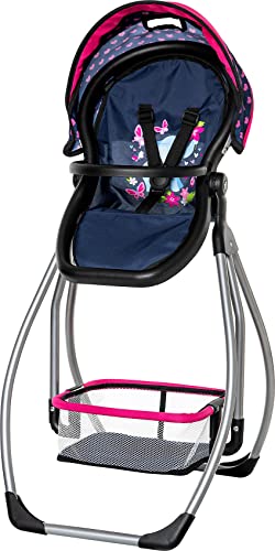 Bayer 63554AB 244 Puppenzubehör, Puppenmöbel, Puppenhochstuhl Trio, Puppensitz, Puppenschaukel für Babypuppen, Hochstuhl, Rosa/Blau von Bayer