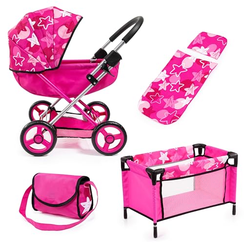 Bayer Design 12749AA Puppenwagen Cosy, integrierter Korb, faltbar, mit Puppenbett, Decke, Kissen, Tasche, Puppenzubehörset, Rosa Bayer Design 12749AA Puppenwagen Cosy, integrierter Korb, faltbar, mit Puppenbett, Decke, Kissen, Tasche, Puppenzubehörset, Rosa von Bayer Design