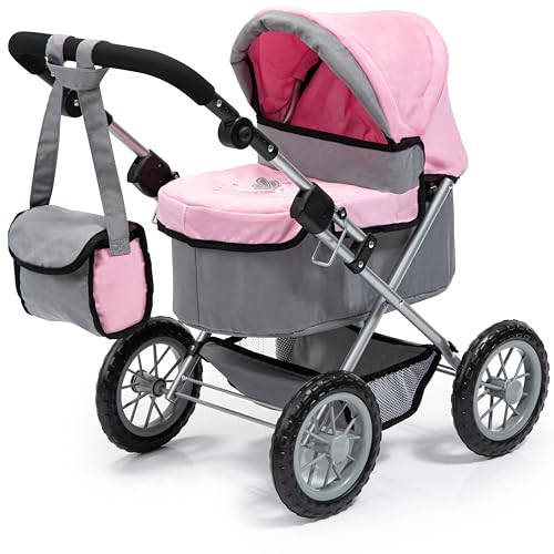 Bayer Design 13008AA Puppenwagen Trendy, mit Tasche, höhenverstellbarer Griff, große Räder, integrierter Korb, faltbar von Bayer Design