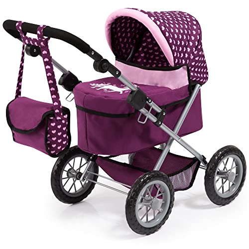 Bayer Design - 13037AA Puppenwagen Trendy, höhenverstellbar, zusammenklappbar, mit Umhängetasche und integriertem Einkaufskorb, 67 cm x 41 cm x 68 cm von Bayer Design