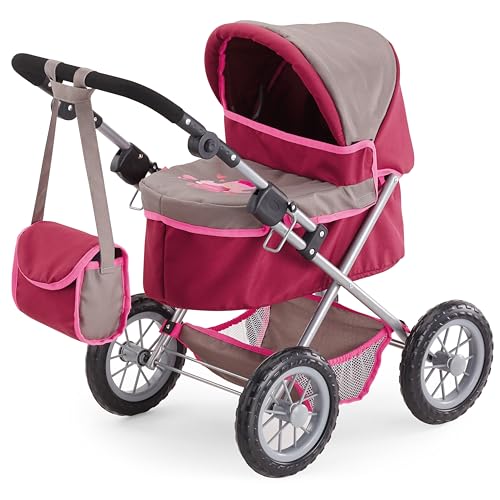 Bayer Design 13078AA Puppenwagen Trendy, höhenverstellbar, zusammenklappbar, mit Umhängetasche und integriertem Einkaufskorb, 67 x 41 x 67 cm von Bayer Design