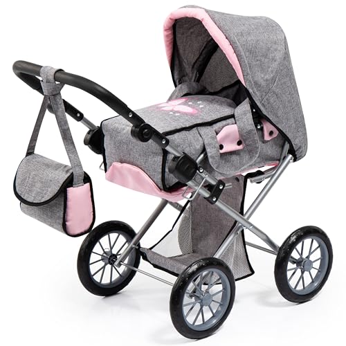 Bayer Design 13633AA Kombi Puppenwagen City Star, faltbar, Verstellbarer Griff, wandelbar als Jogger, mit Tasche, grau, rosa mit Schmetterling, grau, rosa, Schmetterling, 72.5 x 37 x 65 cm Bayer Design 13633AA Kombi Puppenwagen City Star, faltbar, Verstellbarer Griff, wandelbar als Jogger, mit Tasche, grau, rosa mit Schmetterling, grau, rosa, Schmetterling, 72.5 x 37 x 65 cm von Bayer Design