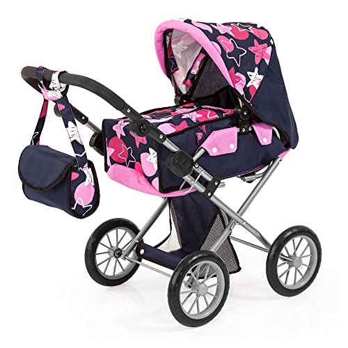 Bayer Design 13669AA Puppenwagen City Star mit Tasche, höhenverstellbarer Griff, wandelbar als Puppenjogger, herausnehmbare Tragetasche, integrierter Korb, grau, rosa, Fee, 72,5x37x65 cm von Bayer Design