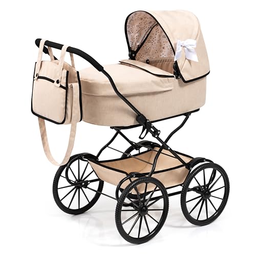 Bayer Design 14375AA Puppenwagen nostalgisch, klassisch, mit Korb, Tasche, Abdeckung von Bayer Design