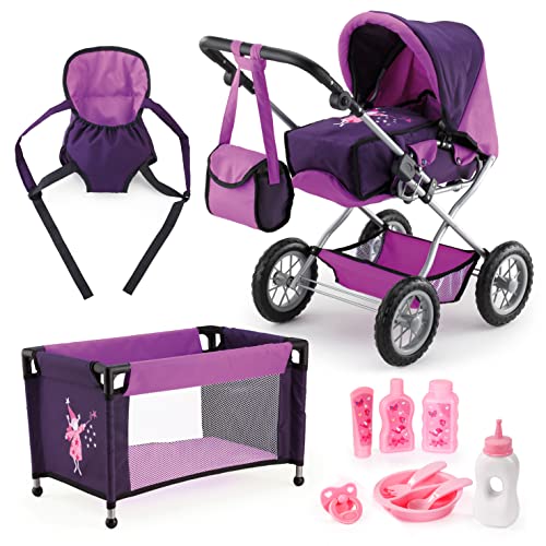 Bayer Design 15012B - Kombi-Puppenwagen Grande Mega-Set mit Reisebett und viel Zubehör, lila, 46cm-75cm Bayer Design 15012B - Kombi-Puppenwagen Grande Mega-Set mit Reisebett und viel Zubehör, lila, 46cm-75cm von Bayer Design