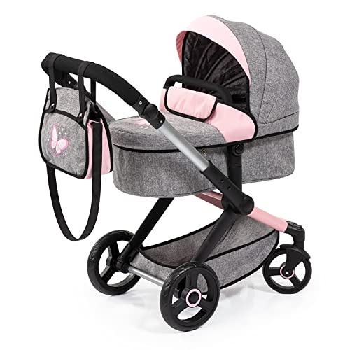 Bayer Design 17033AA Puppenwagen Xeo mit Tasche, höhenverstellbarer Griff, Schwenkschieber, wandelbar als Puppenjogger, bewegliche Vorderräder, integrierter Korb, Jeans-grau, rosa, weiß Bayer Design 17033AA Puppenwagen Xeo mit Tasche, höhenverstellbarer Griff, Schwenkschieber, wandelbar als Puppenjogger, bewegliche Vorderräder, integrierter Korb, Jeans-grau, rosa, weiß von Bayer Design