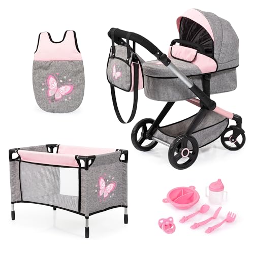 Bayer Design 17033AD Puppenwagen Xeo, Verstellbarer Griff, Schwenkschieber, wandelbar als Jogger, Schlafsack, Puppenbett, Zubehör, Jeans-grau, Rosa Bayer Design 17033AD Puppenwagen Xeo, Verstellbarer Griff, Schwenkschieber, wandelbar als Jogger, Schlafsack, Puppenbett, Zubehör, Jeans-grau, Rosa von Bayer Design