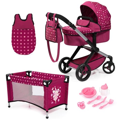 Bayer Design 17067AB Puppenwagen Xeo, Verstellbarer Griff, Schwenkschieber, wandelbar als Jogger, Schlafsack, Puppenbett, Zubehör, Bordeaux, Rosa Bayer Design 17067AB Puppenwagen Xeo, Verstellbarer Griff, Schwenkschieber, wandelbar als Jogger, Schlafsack, Puppenbett, Zubehör, Bordeaux, Rosa von Bayer Design