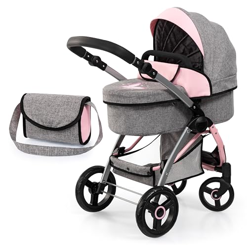 Bayer Design 17533AA Puppenwagen City Max mit Tasche, höhenverstellbar, schwenkbare Vorderräder, wandelbar als Jogger, integrierter Korb, Jeans-grau, Rosa Bayer Design 17533AA Puppenwagen City Max mit Tasche, höhenverstellbar, schwenkbare Vorderräder, wandelbar als Jogger, integrierter Korb, Jeans-grau, Rosa von Bayer Design