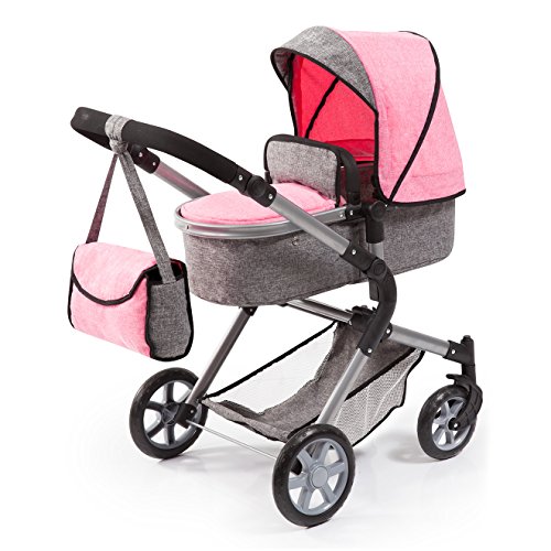 Bayer Design 18125AA Puppenwagen City Neo mit Wickeltasche und Einkaufskorb, umwandelbar in einen Sportwagen, höhenverstellbar, modernes Design, rosa, grau, 52cm Bayer Design 18125AA Puppenwagen City Neo mit Wickeltasche und Einkaufskorb, umwandelbar in einen Sportwagen, höhenverstellbar, modernes Design, rosa, grau, 52cm von Bayer Design